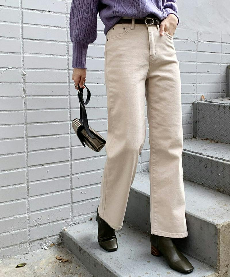 【新作10%OFF】裏起毛ストレートパンツ・全5色・t61565 レディース【pt】【韓国 ファッション ボトムス ズボン パン