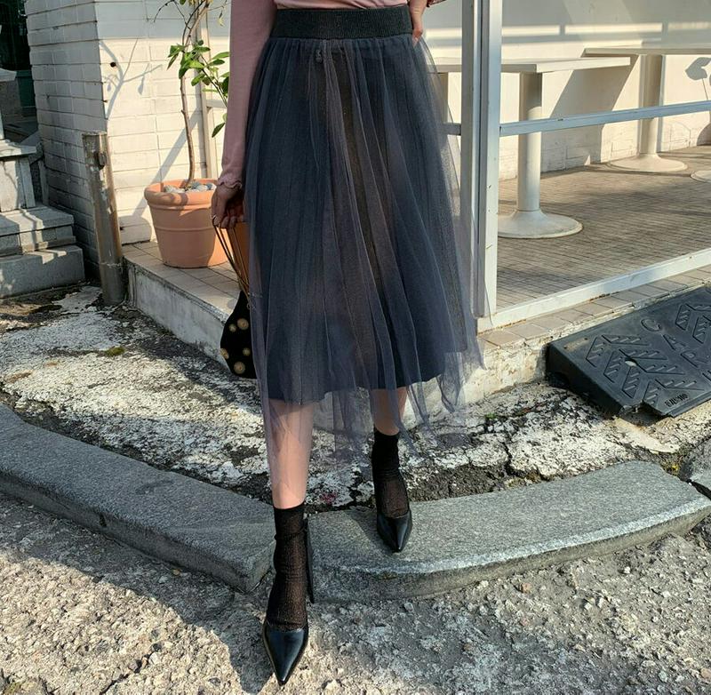 【新作10%OFF】グリッターチュールリバーシブルスカート・全2色・b61563 レディース【sk】【韓国 ファッション ボトム