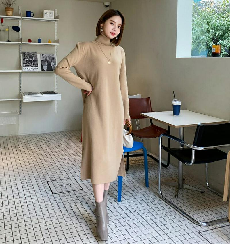 【新作10%OFF】タートルネックニットワンピース・全3色・t61551 レディース【ops】【韓国 ファッション ワンピース 
