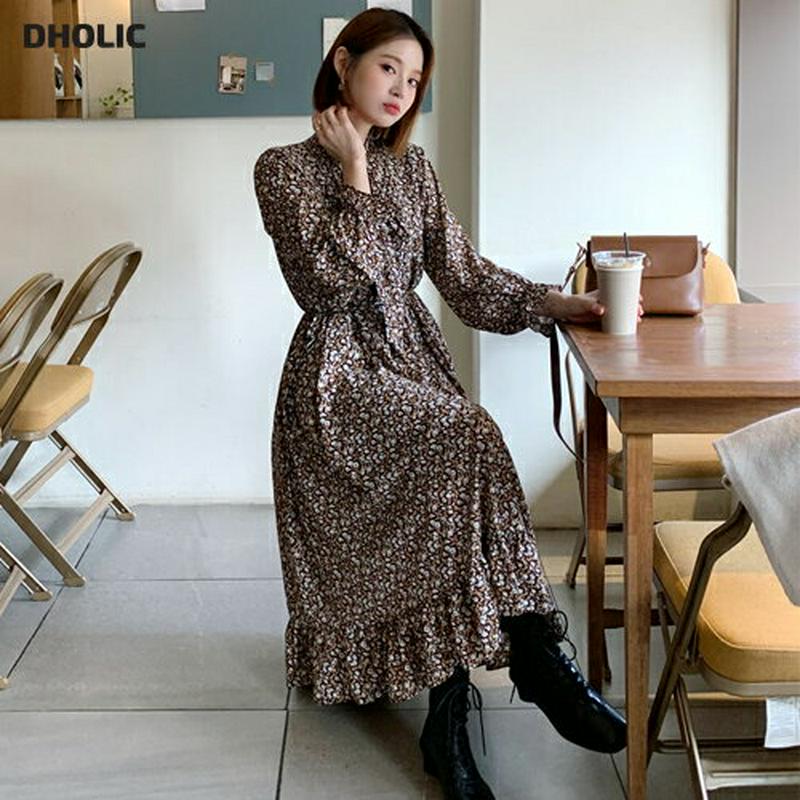 ストラップ付リボン花柄ワンピース・全2色・b56097 レディース【ops】【韓国 ファッション ワンピース ロングワンピース 