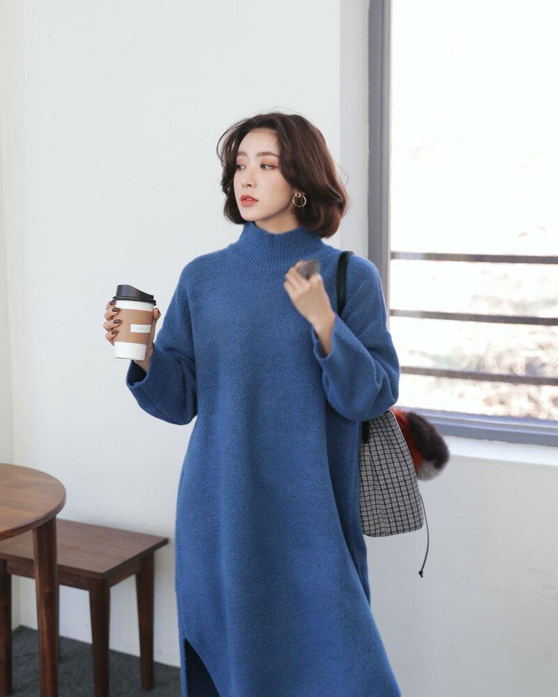 ≪人気商品再入荷≫ハイネックスリットニットワンピース・全3色 b50741 レディース【ops】人気 ロングワンピース マキシ丈 長袖 秋冬ニット カジュアル ゆったり オーバーサイズ 体型カバー 冬 ハイホリHIHOLLI