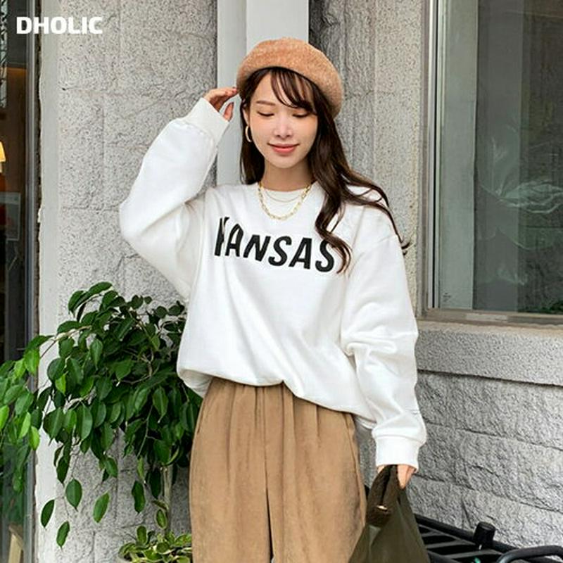 【新作10%OFF】裏起毛KANSASスウェット・全5色・64748 レディース【tops】【韓国 ファッション トップス スウ