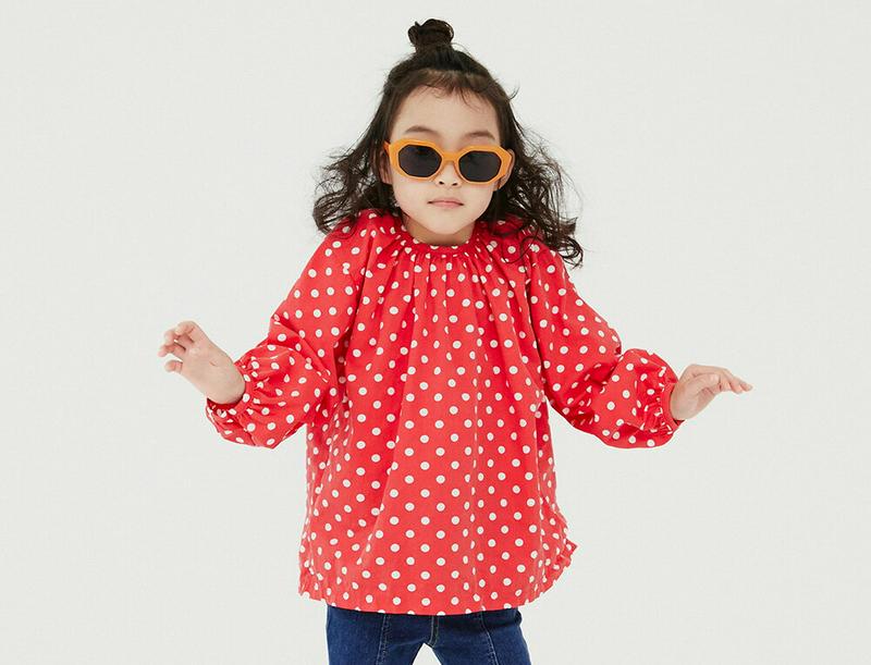 【新作10%OFF】ドットブラウス・u07894 キッズ【3~8才】【bl】【トップス ブラウス 長袖 ドット 柄 可愛い かわ