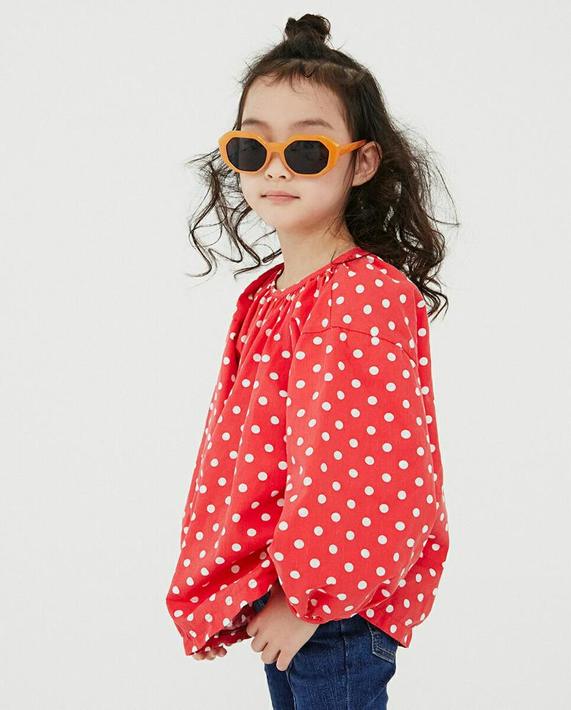 【新作10%OFF】ドットブラウス・u07894 キッズ【3~8才】【bl】【トップス ブラウス 長袖 ドット 柄 可愛い かわ