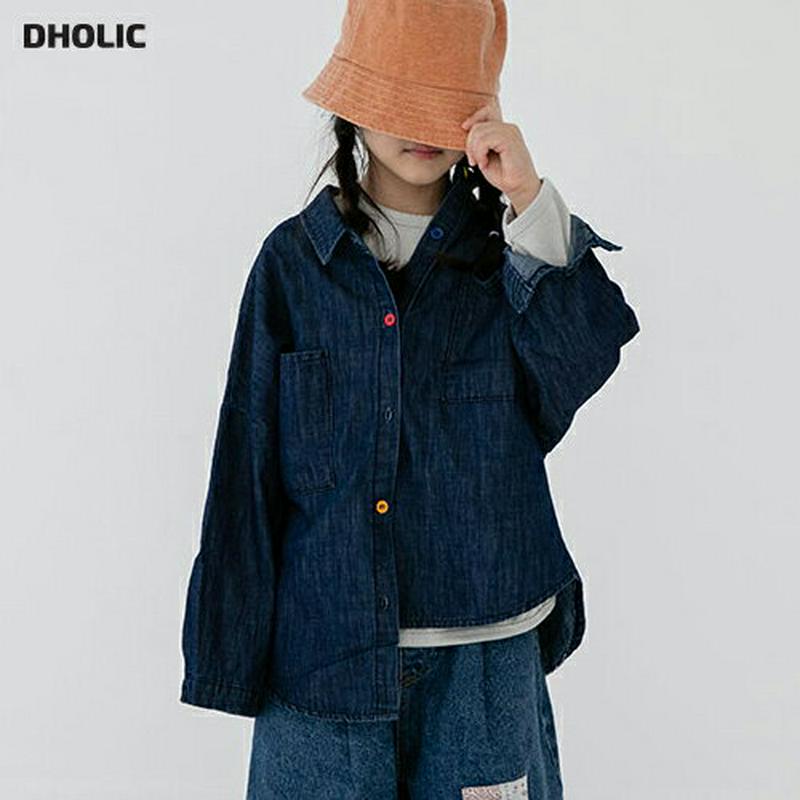 【新作10%OFF】カラフルボタンデニムシャツ・u07869 キッズ【3~8才】【bl】【トップス シャツ デニムシャツ デニム