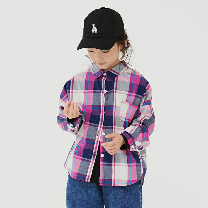 【新作10%OFF】ワンポケットチェック柄シャツ・u07891 キッズ【3~8才】【bl】【トップス シャツ チェック柄 チェッ