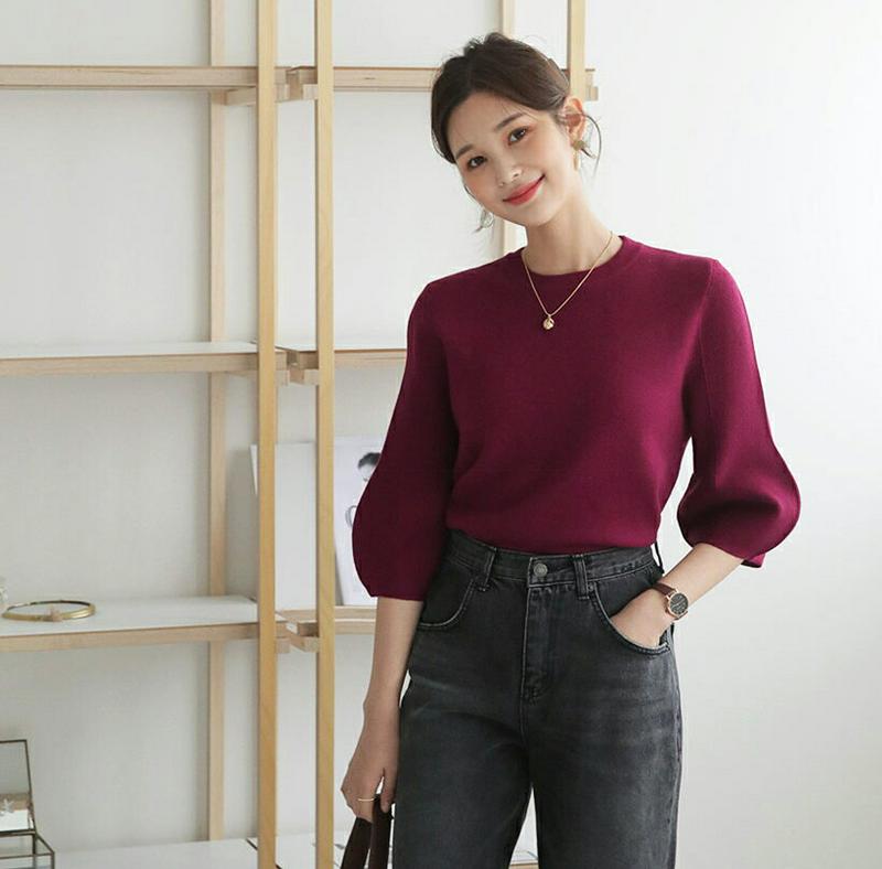 【新作10%OFF】パフスリーブニット・全5色・t60933 レディース【tops】【韓国 ファッション トップス ニット ニッ