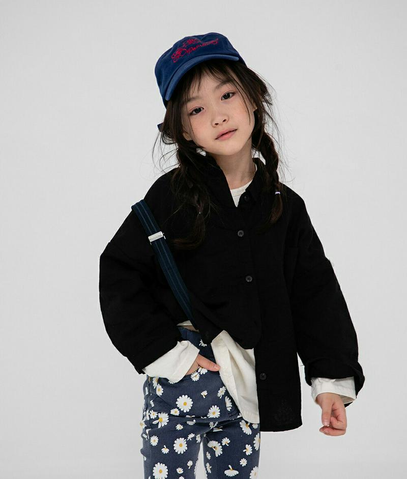 【新作10%OFF】コットンポケットシャツ・u07871 キッズ【3~8才】【bl】【トップス シャツ 長袖 コットン 綿 単色