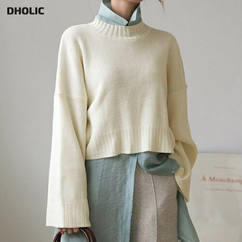 【新作10%OFF】ハーフネッククロップドニット・全3色・b60939 レディース【tops】【韓国 ファッション トップス ニ
