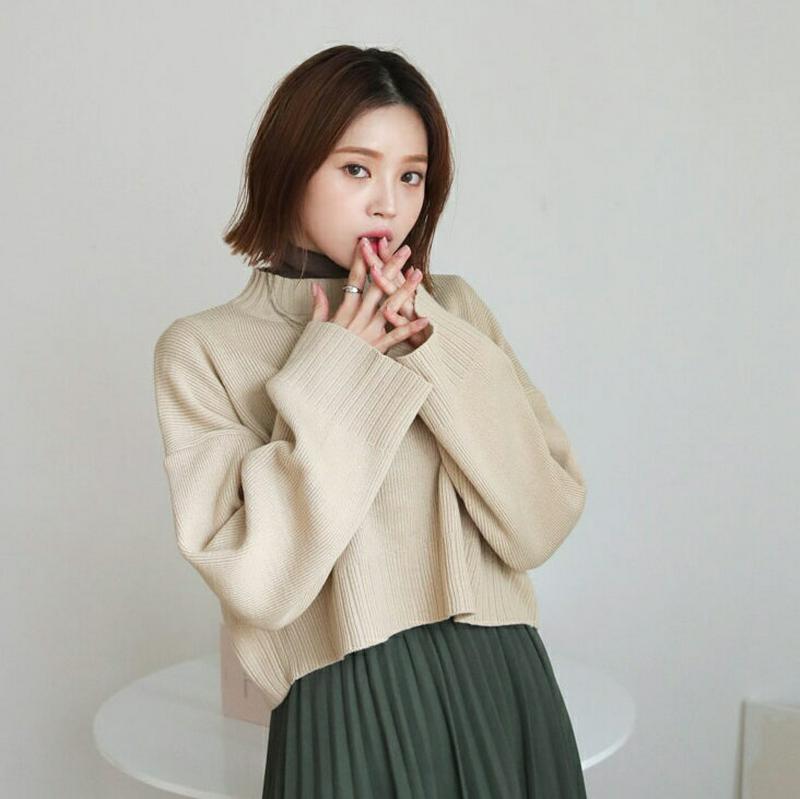 【新作10%OFF】ハーフネッククロップドニット・全3色・b60939 レディース【tops】【韓国 ファッション トップス ニ