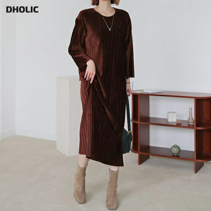 【新作10%OFF】ベロアプリーツワンピース・全4色・b60948 レディース【ops】【韓国 ファッション ワンピース ロング