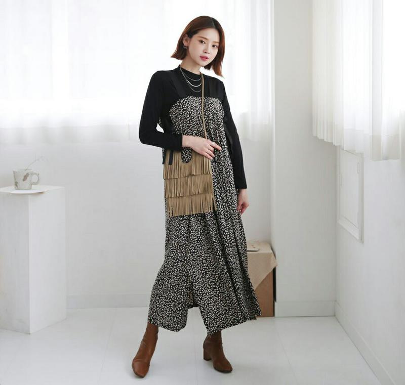 【新作10%OFF】レオパードスリーブレスワンピース・全3色・t60946 レディース【ops】【韓国 ファッション ワンピース