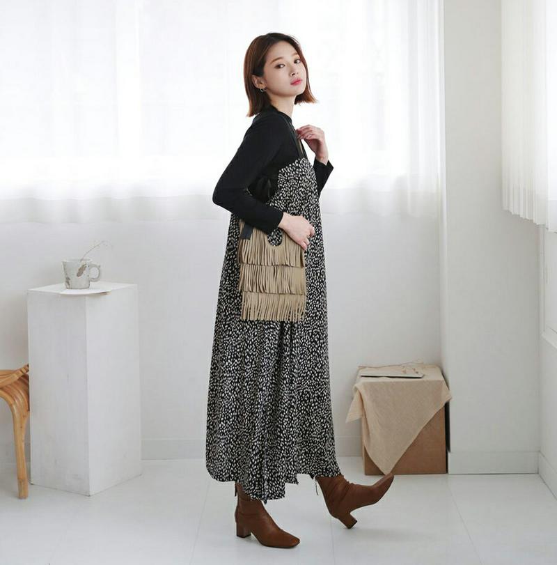 【新作10%OFF】レオパードスリーブレスワンピース・全3色・t60946 レディース【ops】【韓国 ファッション ワンピース