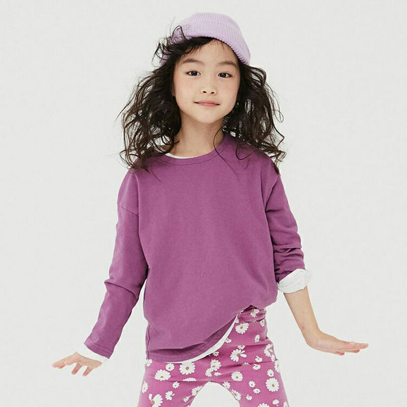 【新作10%OFF】ラウンドネック長袖Tシャツ・u07879 キッズ【3~8才】【tops】【トップス Tシャツ 長袖 ラウンド