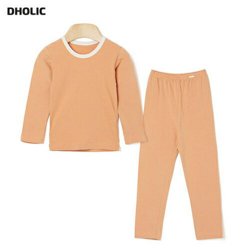 配色ネックTシャツ&パンツSET・p007904 キッズ【3~8才】【uw】【ルームウェア パジャマ 部屋着 セット set 上下 トップス Tシャツ 長袖 パンツ ズボン シンプル 単色 カジュアル 女の子 男の子 韓国 韓国子供服 子供 こども 子供服 こども服】【KIDS】