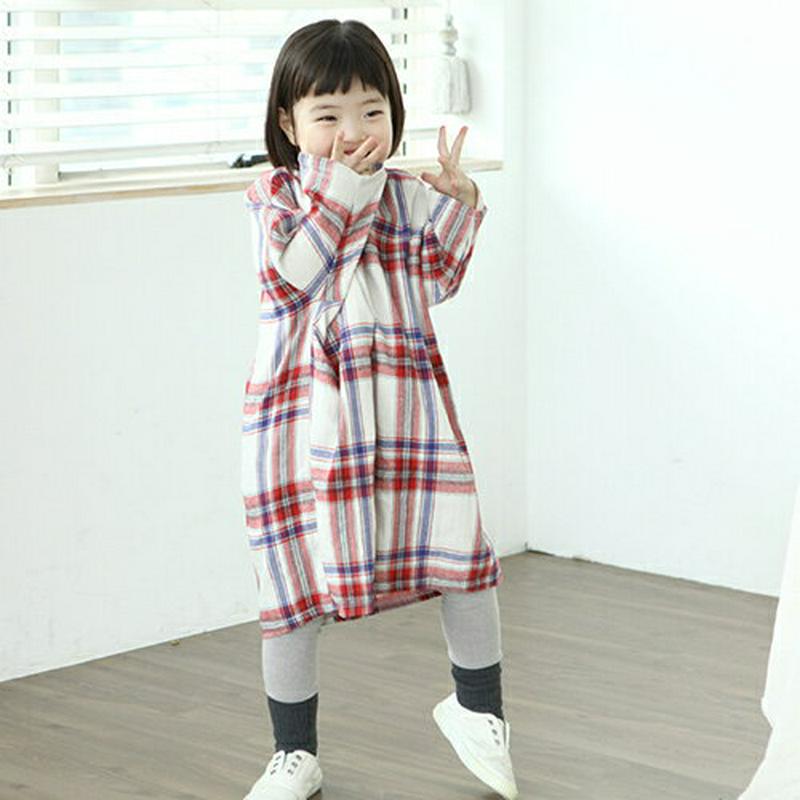 チェックワンピース・p007709 キッズ【3~8才】【ops】【ワンピース ロング ロングワンピース 長袖 チェック柄 カジュアル ゆったり 女の子 秋 冬 韓国 韓国子供服 子供 こども 子供服 こども服】【KIDS】