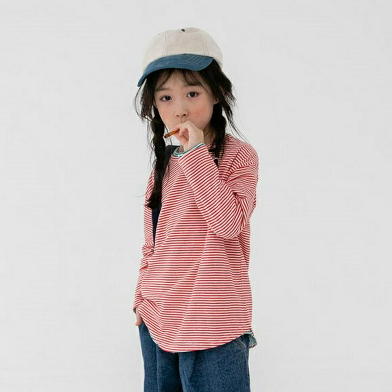 【新作10%OFF】ボーダーラウンドネックTシャツ・u07858 キッズ【3~8才】【tops】【トップス Tシャツ 長袖 ロン