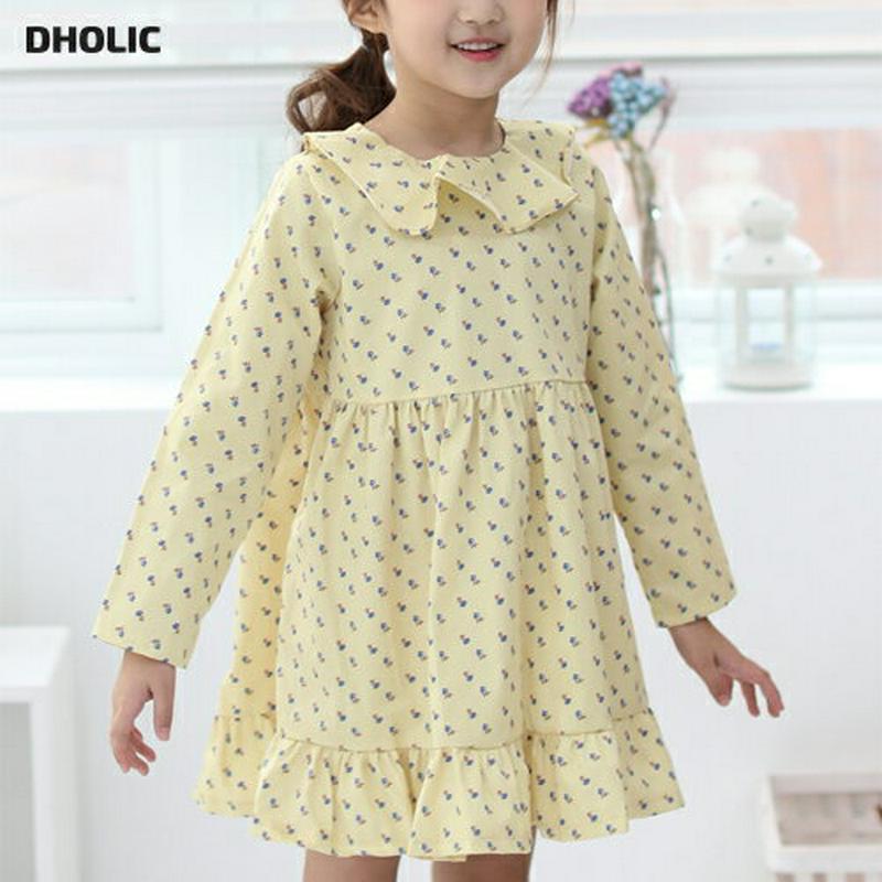 フリル小花柄ワンピース・p007842 キッズ【3~8才】【ops】【ワンピース 長袖 小花柄 花柄 フリル 可愛い かわいい フリルネック 襟コンシャス フェミニン 女の子 春 秋 韓国 韓国子供服 子供 こども 子供服 こども服】【KIDS】