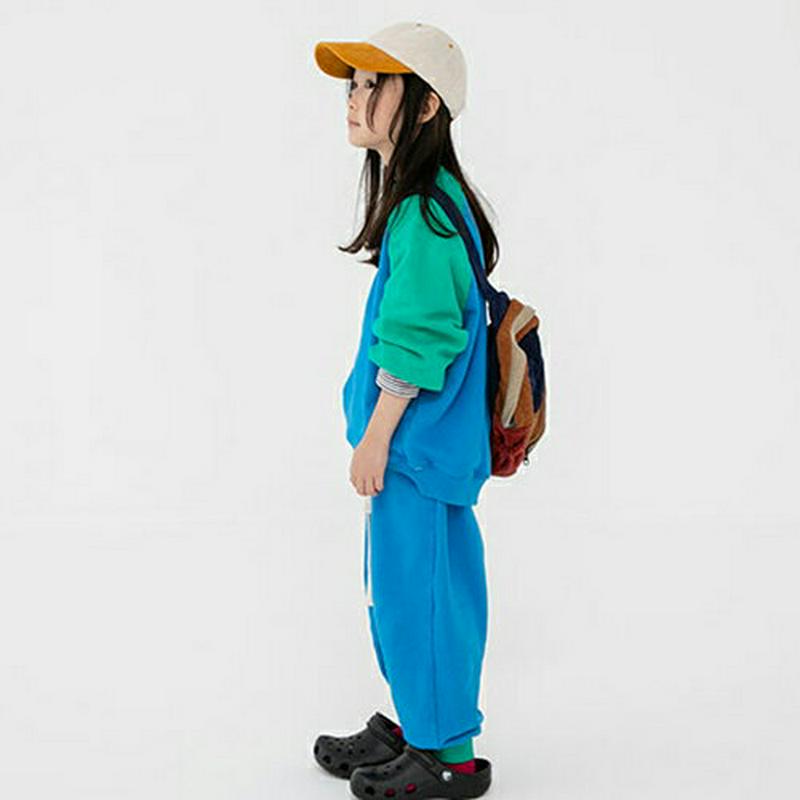 【新作10%OFF】コントラストスウェット&パンツSET・u07865 キッズ【3~8才】【set】【セットアップ setup 
