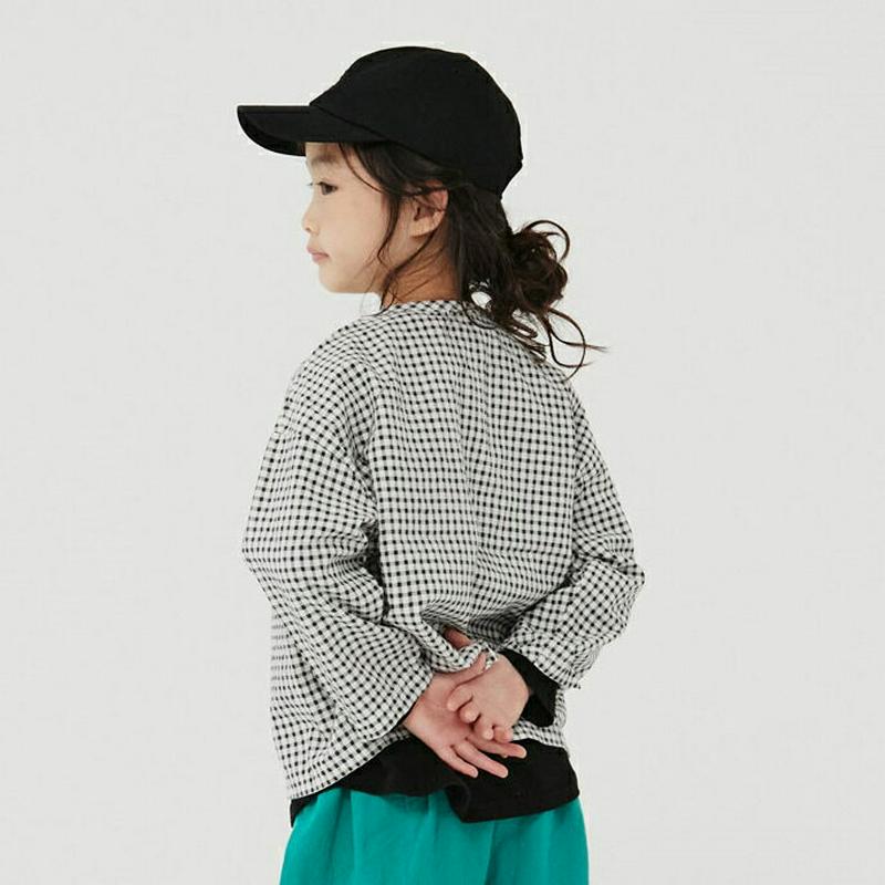 【新作10%OFF】ボタンネックチェック柄ブラウス・u07860 キッズ【3~8才】【bl】【トップス ブラウス 長袖 チェック
