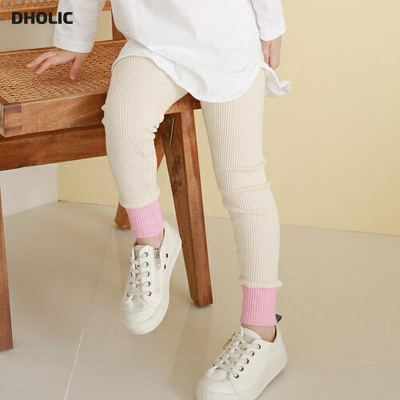 【新作10%OFF】配色ヘムリブレギンス・p007832 キッズ 【3~8才】【pt】【韓国 ファッション ボトムス レギンス 