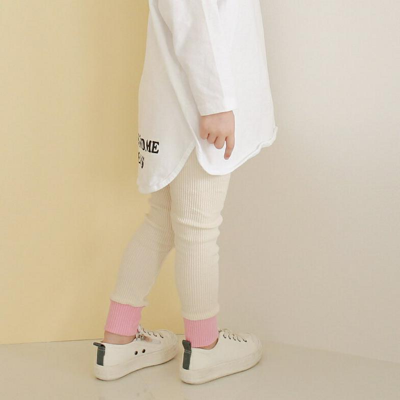 【新作10%OFF】配色ヘムリブレギンス・p007832 キッズ 【3~8才】【pt】【韓国 ファッション ボトムス レギンス 