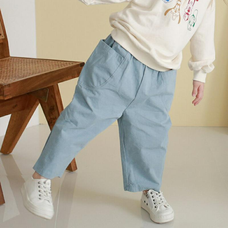 アウトポケットパンツ・p007823 キッズ 【3~8才】【pt】【韓国 ファッション ボトムス パンツ ロング テーパード スラウチ ルーズ ウエストゴム 無地 女の子 男の子 ユニセックス 男女共用 キッズ 子供用 幼稚園 通学 通園 小学生 春 秋 冬】【KIDS】