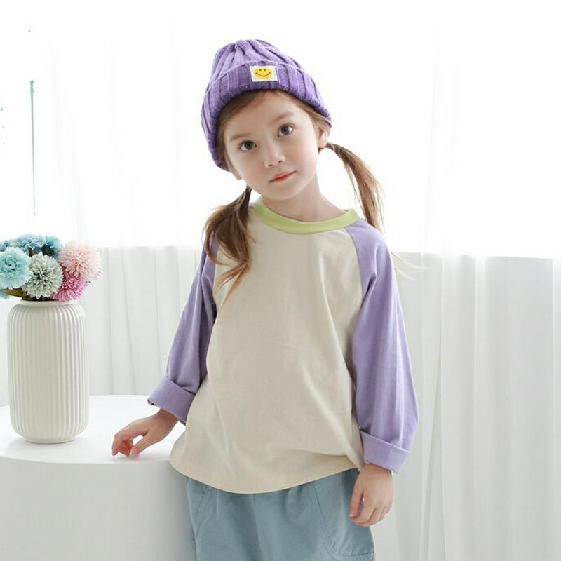 ラグラン配色Tシャツ・p007822 キッズ 【3~8才】【tops】【韓国 ファッション トップス Tシャツ カットソー ラウンドネック 長袖 ロングスリーブ ルーズ ゆったり 女の子 男の子 ユニセックス キッズ 子供 子供用 幼稚園 通学 通園 春 秋 冬】【KIDS】