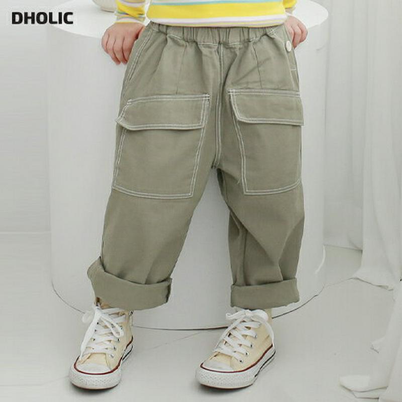 ステッチポケットパンツ・p007815 キッズ 【3~8才】【pt】【韓国 ファッション ボトムス パンツ ロング ストレート ルーズ ウエストゴム 無地 女の子 男の子 ユニセックス 男女共用 キッズ 子供 子供用 幼稚園 通学 通園 小学生 春 秋 冬】【KIDS】