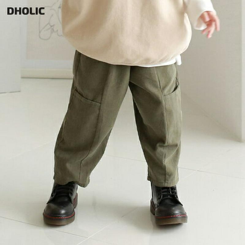 カジュアルポケットパンツ・p007836 キッズ 【3~8才】【pt】【韓国 ファッション ボトムス パンツ ロング ストレート ルーズ ウエストゴム 無地 女の子 男の子 ユニセックス 男女共用 キッズ 子供 子供用 幼稚園 通学 通園 小学生 春 秋 冬】【KIDS】