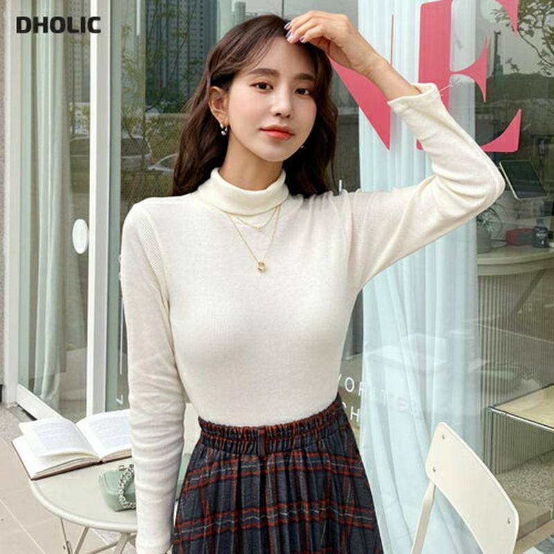 リブタートルネックTシャツ・全4色・t61413 レディース【tops】【韓国 ファッション トップス Tシャツ ロングスリーブ