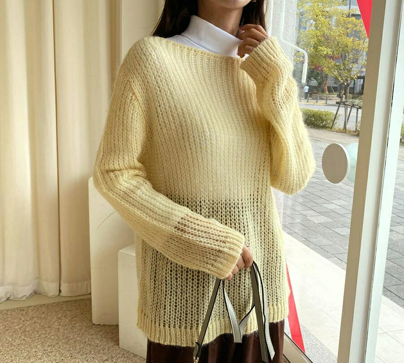 ウール混ラウンドニット・全4色・t61426 レディース【tops】【韓国 ファッション トップス ニット ニットトップス ロン