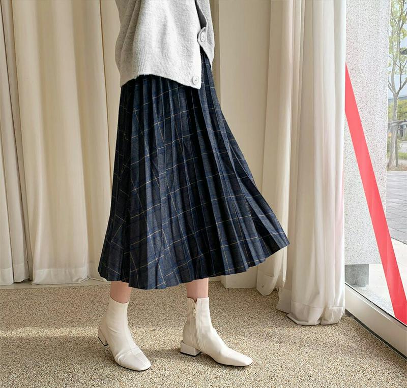 チェックプリーツスカート・全3色・b61430 レディース【sk】【韓国 ファッション ボトムス スカート ロング丈 ロングスカ
