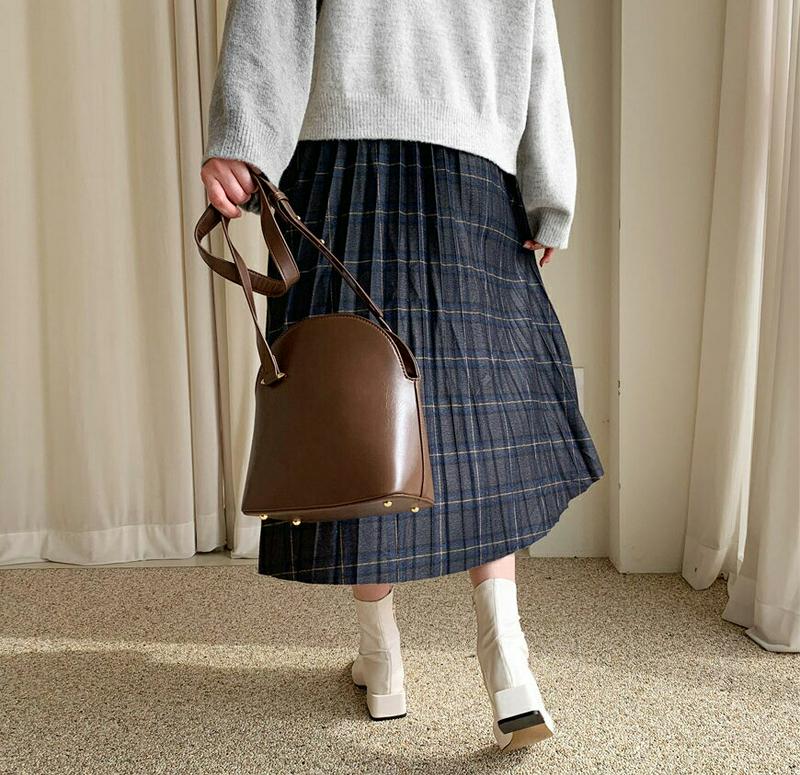 チェックプリーツスカート・全3色・b61430 レディース【sk】【韓国 ファッション ボトムス スカート ロング丈 ロングスカ