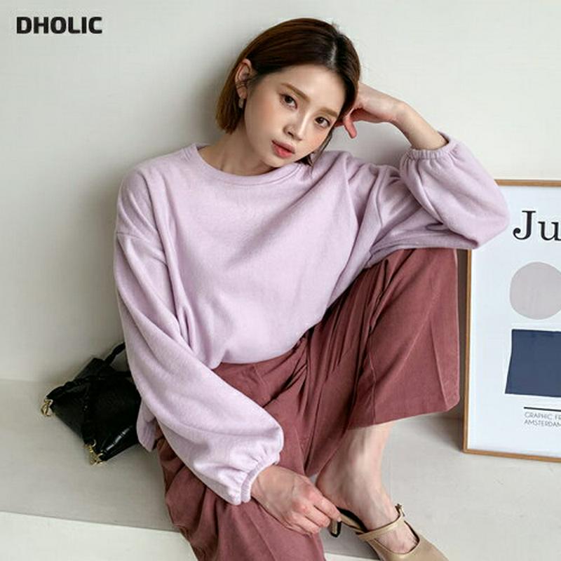 ソフトラウンドTシャツ・全6色・t61438 レディース【tops】【韓国 ファッション トップス Tシャツ ロングスリーブ 長