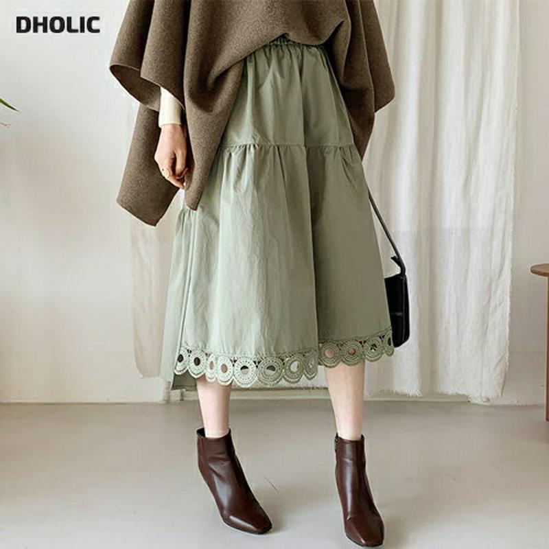 サークルレースヘムスカート・全2色・b64732 レディース【sk】【韓国 ファッション ボトムス スカート ロング丈 ロングス