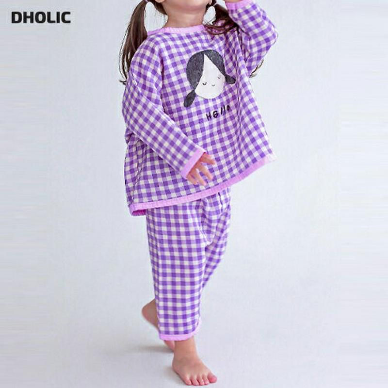 HELLOチェック柄ルームウェアSET・p007557 キッズ【3~8才】【uw】【ルームウェア パジャマ 部屋着 チェック柄 ギンガムチェック トップス パンツ ズボン カジュアル 女の子 男の子 韓国 韓国子供服 子供 こども 子供服 こども服】【KIDS】