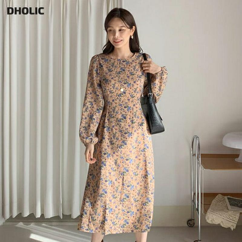 リボンフローラルワンピース・全2色・t64717 レディース【ops】【韓国 ファッション ワンピース ロングワンピース ロング