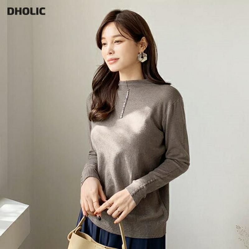 ハーフネックボタンニット・全2色・b64709 レディース【tops】【韓国 ファッション トップス ニット ニットトップス ロ