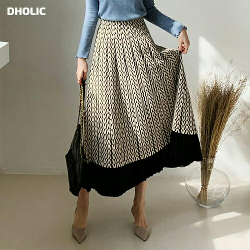 ベロアヘムパターンニットスカート・全2色・b64730 レディース【sk】【韓国 ファッション ボトムス スカート ロング丈 ロ