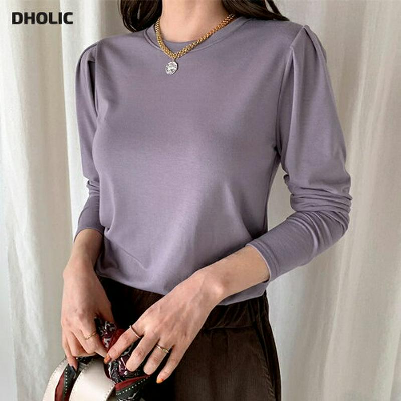 ショルダータックTシャツ・全5色・b64707 レディース【tops】【韓国 ファッション トップス Tシャツ ロングスリーブ 
