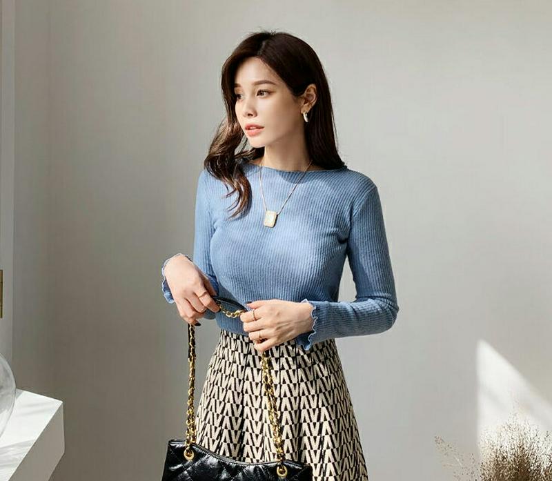 ソフトリブTシャツ・全5色・t64704 レディース【tops】【韓国 ファッション トップス Tシャツ ロングスリーブ 長袖 