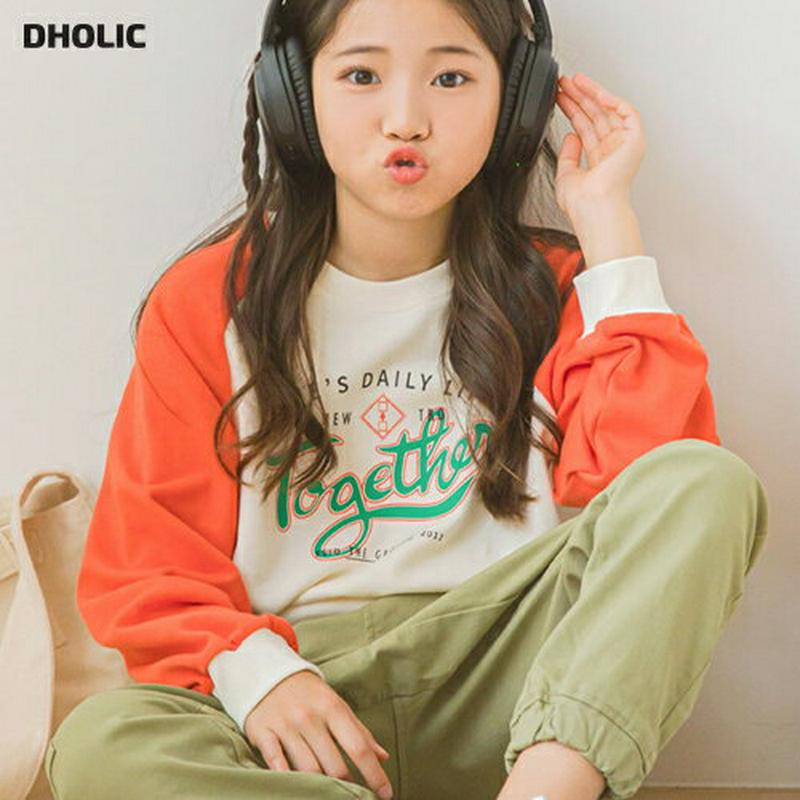 ロゴラグラン配色スリーブスウェット・p006996 キッズ【3~8才】【tops】【トップス スウェット トレーナー ロゴ ロゴ