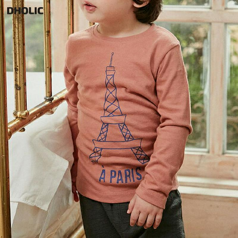 PARISプリントTシャツ・u06492 キッズ【3~8才】【tops】【トップス Tシャツ 長袖 ロンT プリント ロゴ カジ