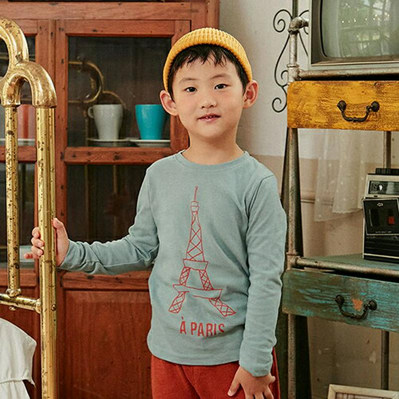 PARISプリントTシャツ・u06492 キッズ【3~8才】【tops】【トップス Tシャツ 長袖 ロンT プリント ロゴ カジ