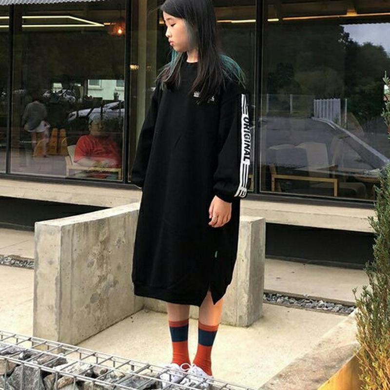 originalレタリングワンピース・u06302 キッズ【3~8才】【ops】【ワンピース ロング ロングワンピース 長袖 ロ