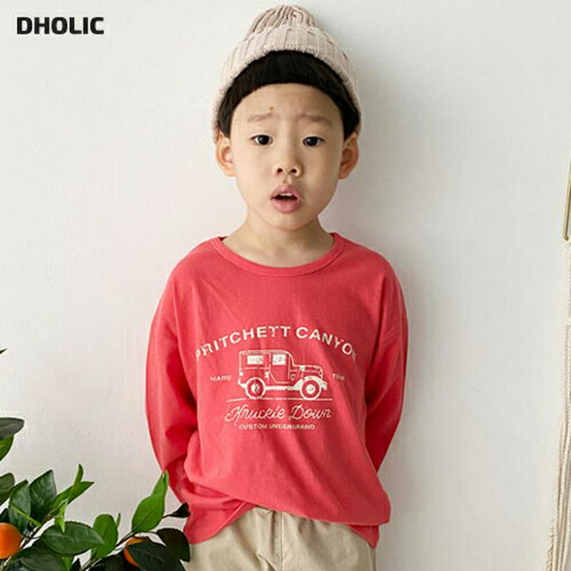 CARロゴ長袖Tシャツ・p006039 キッズ【3~8才】【tops】【トップス Tシャツ 長袖 ロンT ロゴ ロゴT カジュアル ラフ 女の子 男の子 春 秋 韓国 韓国子供服 子供 こども 子供服 こども服】【KIDS】