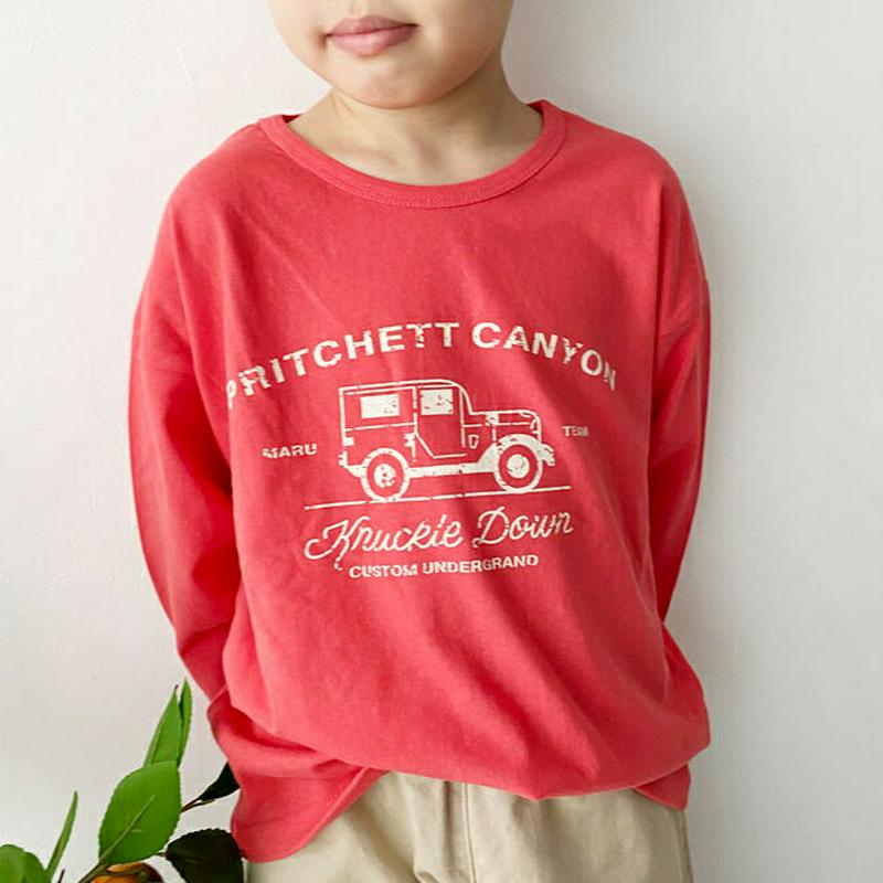 CARロゴ長袖Tシャツ・p006039 キッズ【3~8才】【tops】【トップス Tシャツ 長袖 ロンT ロゴ ロゴT カジュアル ラフ 女の子 男の子 春 秋 韓国 韓国子供服 子供 こども 子供服 こども服】【KIDS】