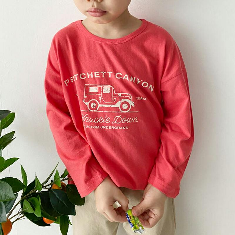 CARロゴ長袖Tシャツ・p006039 キッズ【3~8才】【tops】【トップス Tシャツ 長袖 ロンT ロゴ ロゴT カジュアル ラフ 女の子 男の子 春 秋 韓国 韓国子供服 子供 こども 子供服 こども服】【KIDS】