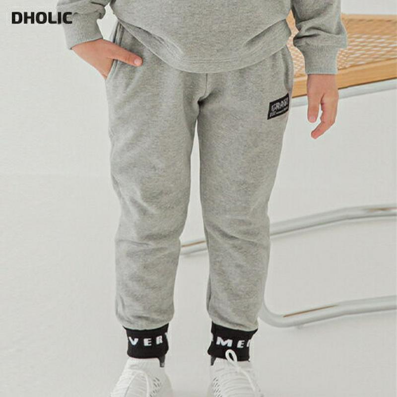 ロゴへムジョガーパンツ・p007760 キッズ【3~8才】【pt】【パンツ ズボン ジョガーパンツ ロングパンツ 長ズボン 単色 シンプル カジュアル ロゴ ラフ 女の子 男の子 春 秋 韓国 韓国子供服 子供 こども 子供服 こども服】【KIDS】